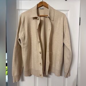 Zara Men's Tan Cardigan Sweater